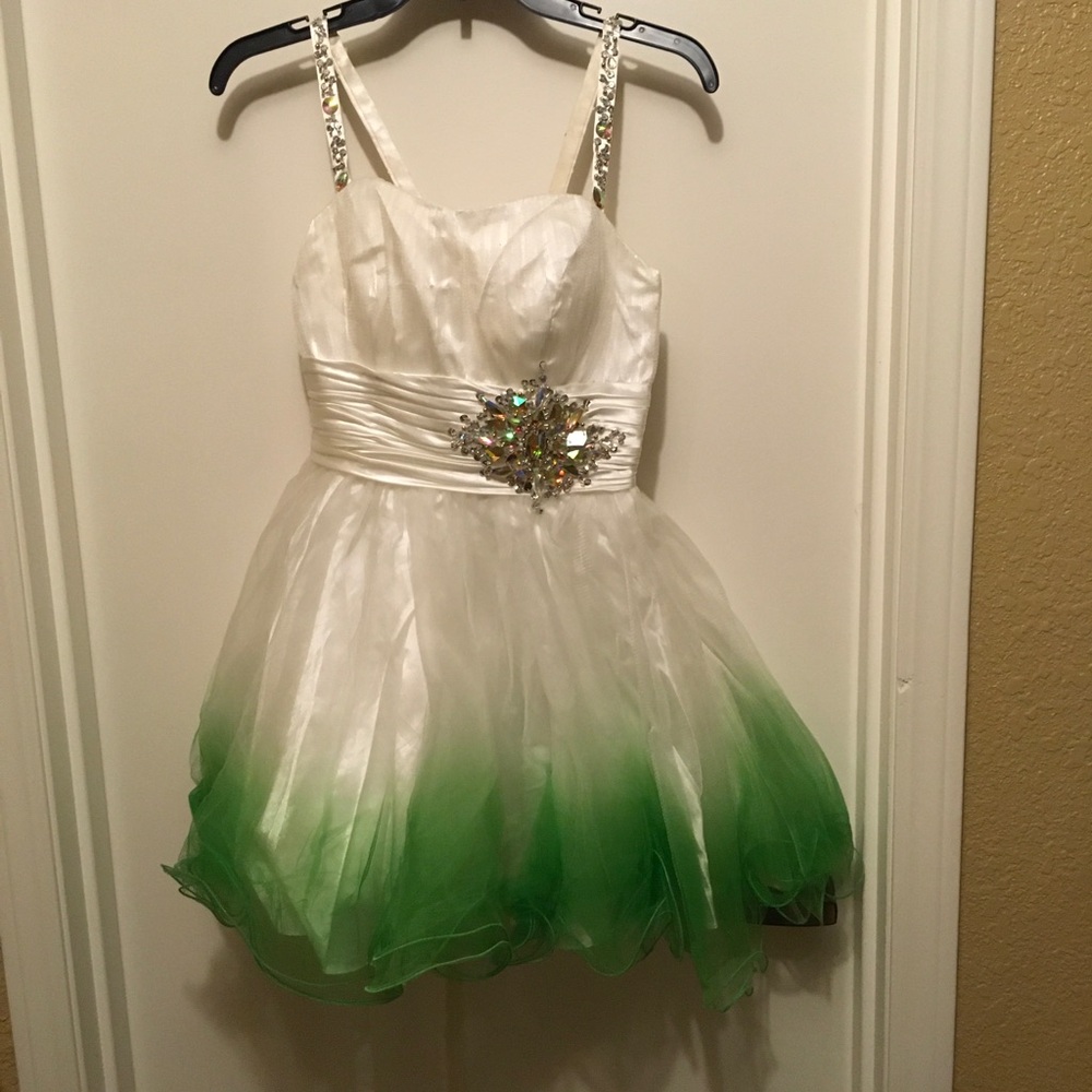 Elegant Green and White Kids Dress